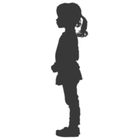 AI generated Silhouette caucasian girl black color only png