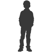 AI generated Silhouette caucasian boy black color only png