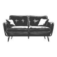 AI generated Silhouette Scandinavian sofa black color only png