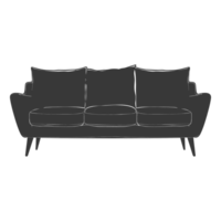 ai generiert Silhouette skandinavisch Sofa schwarz Farbe nur png