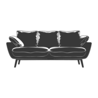 AI generated Silhouette Scandinavian sofa black color only png