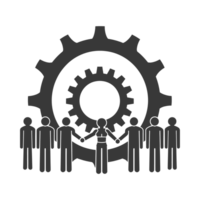 AI generated Silhouette cog wheel as teamwork symbol black color only png