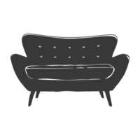 AI generated Silhouette Scandinavian sofa black color only png