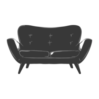ai generato silhouette scandinavo divano nero colore solo png