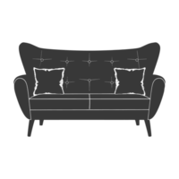 AI generated Silhouette Scandinavian sofa black color only png