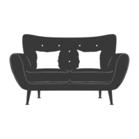 AI generated Silhouette Scandinavian sofa black color only png