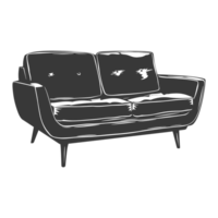 AI generated Silhouette Scandinavian sofa black color only png