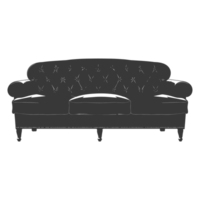 AI generated Silhouette Scandinavian sofa black color only png