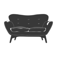 AI generated Silhouette Scandinavian sofa black color only png