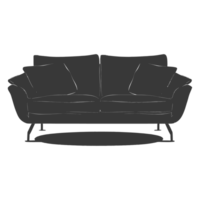 AI generated Silhouette Scandinavian sofa black color only png