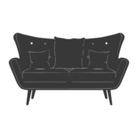 AI generated Silhouette Scandinavian sofa black color only png