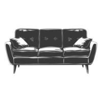 AI generated Silhouette Scandinavian sofa black color only png