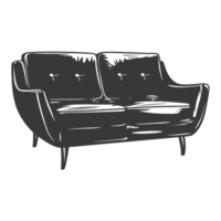 AI generated Silhouette Scandinavian sofa black color only png