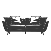 AI generated Silhouette Scandinavian sofa black color only png