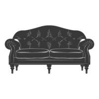 ai generiert Silhouette skandinavisch Sofa schwarz Farbe nur png