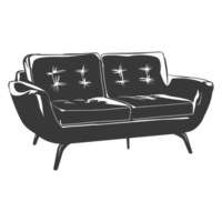 AI generated Silhouette Scandinavian sofa black color only png