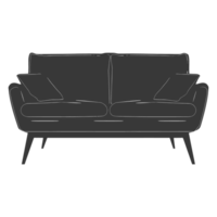 AI generated Silhouette Scandinavian sofa black color only png