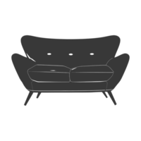 AI generated Silhouette Scandinavian sofa black color only png