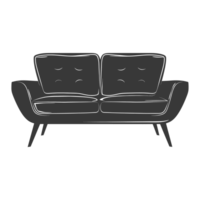 ai generiert Silhouette skandinavisch Sofa schwarz Farbe nur png