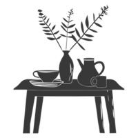 AI generated Silhouette Scandinavian table black color only png