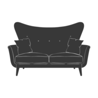 AI generated Silhouette Scandinavian sofa black color only png