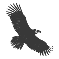 AI generated Silhouette vulture bird animal fly black color only png