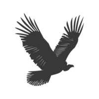 AI generated Silhouette vulture bird animal fly black color only png