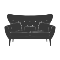 AI generated Silhouette Scandinavian sofa black color only png