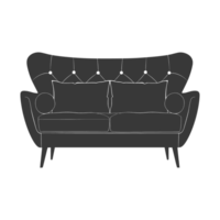 AI generated Silhouette Scandinavian sofa black color only png