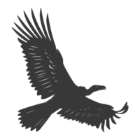 AI generated Silhouette vulture bird animal fly black color only png