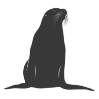 AI generated Silhouette Sea Lion Animal black color only full body png