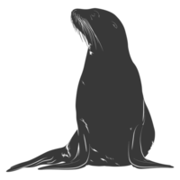 ai généré silhouette mer Lion animal noir Couleur seulement plein corps png