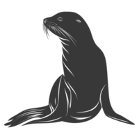 AI generated Silhouette Sea Lion Animal black color only full body png