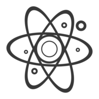 ai genererad silhuett atom symbol svart Färg endast png