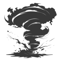 AI generated Silhouette Tornado whirlwind black color only png