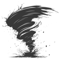 AI generated Silhouette Tornado whirlwind black color only png