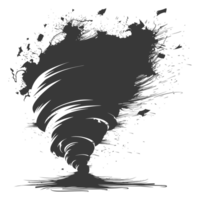 AI generated Silhouette Tornado whirlwind black color only png