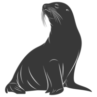 ai generato silhouette mare Leone animale nero colore solo pieno corpo png