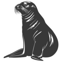 AI generated Silhouette Sea Lion Animal black color only full body png