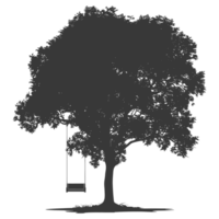 AI generated Silhouette Tree With A Swing black color only png