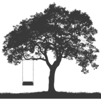AI generated Silhouette Tree With A Swing black color only png