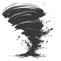 AI generated Silhouette Tornado whirlwind black color only png