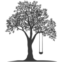 AI generated Silhouette Tree With A Swing black color only png