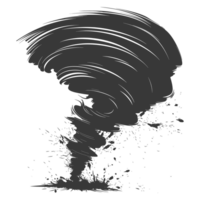 AI generated Silhouette Tornado whirlwind black color only png