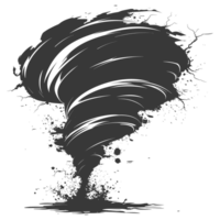 AI generated Silhouette Tornado whirlwind black color only png