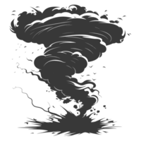 AI generated Silhouette Tornado whirlwind black color only png