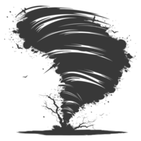 AI generated Silhouette Tornado whirlwind black color only png