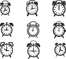 Silhouette set of Clock vector icon, Vector on isolated white background