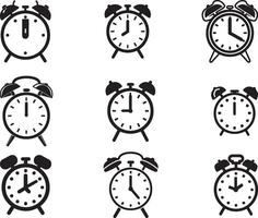 Silhouette set of Clock vector icon, Vector on isolated white background