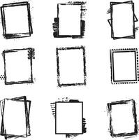 Black and white Set of Grunge Photo Edge portrait Frame, vector on isolated white background